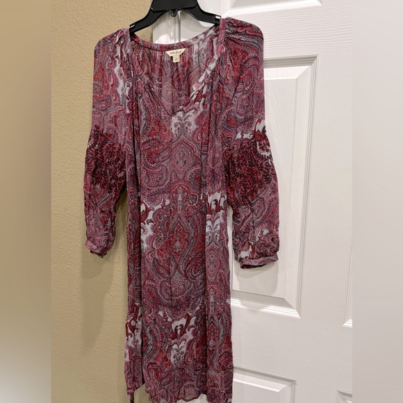 Lucky Brand | Dresses | Lucky
Brand Paisley Chiffon Belted Dress sz L - Picture 2 of 10